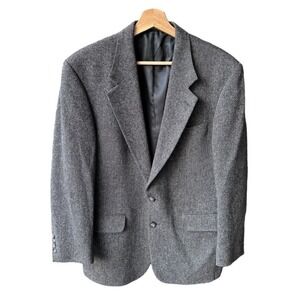 Lands End Blazer Jacket Sports Coat Grey Lambswool Merino Wool Mens 40 Regular